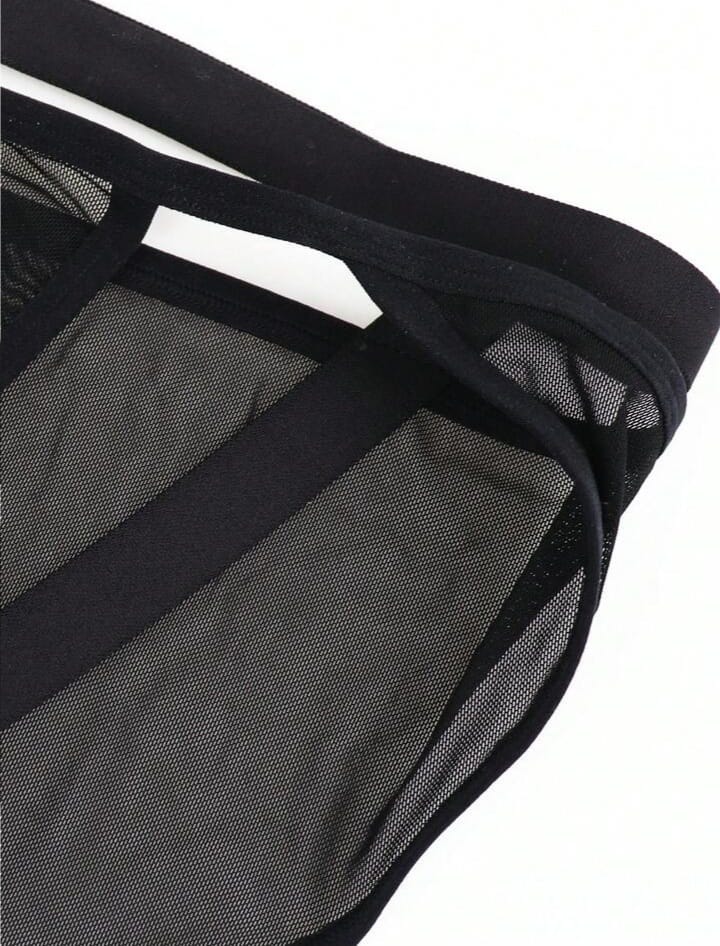 Men's Sheer Mesh Hollow Out Waist Briefs Underwear